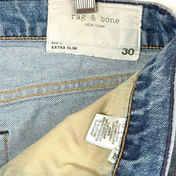 Rag & Bone Fit 1 Slim Fit Button Fly Jeans Mens 30 Light Wash Blue Jamie - Picture 2 of 10